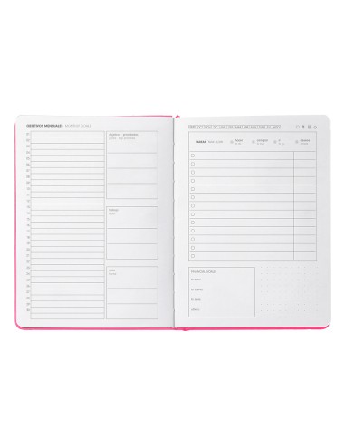 Agenda escolar antartik 25 26 encuadernada go simil piel fucsia semana vista a5 bilingue papel fsc 80 gr