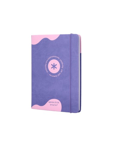 Agenda escolar antartik 25 26 encuadernada ggo simil piel morado semana vista a5 bilingue papel fsc 80 gr
