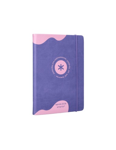 Agenda escolar antartik 25 26 encuadernada ggo simil piel morado semana vista a5 bilingue papel fsc 80 gr