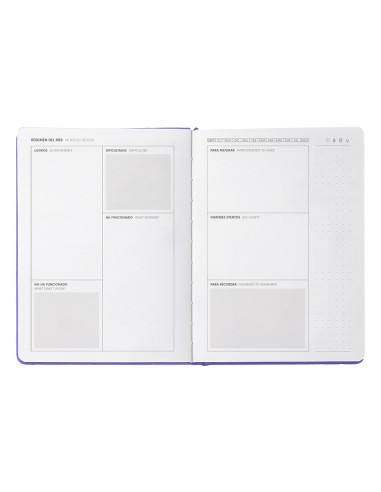 Agenda escolar antartik 25 26 encuadernada ggo simil piel morado semana vista a5 bilingue papel fsc 80 gr