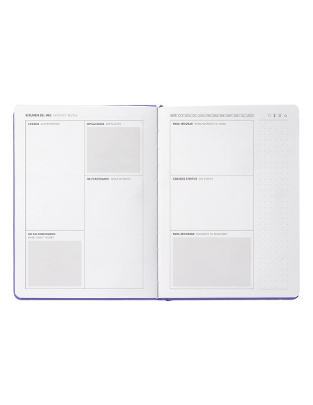 Agenda escolar antartik 25 26 encuadernada ggo simil piel morado semana vista a5 bilingue papel fsc 80 gr