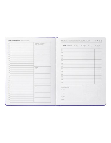 Agenda escolar antartik 25 26 encuadernada ggo simil piel morado semana vista a5 bilingue papel fsc 80 gr