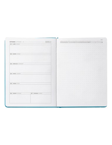 Agenda escolar antartik 25 26 encuadernada go simil piel verde semana vista a5 bilingue papel fsc 80 gr