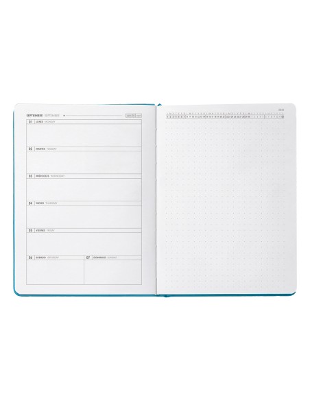 Agenda escolar antartik 25 26 encuadernada go simil piel verde semana vista a5 bilingue papel fsc 80 gr