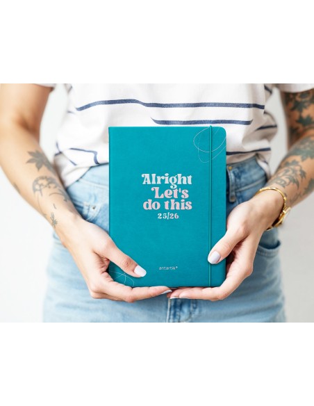 Agenda escolar antartik 25 26 encuadernada go simil piel verde semana vista a5 bilingue papel fsc 80 gr