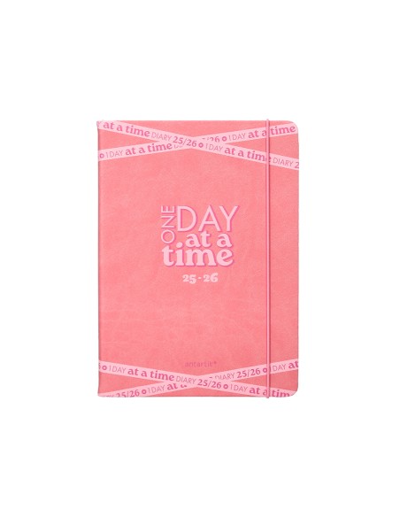 Agenda escolar antartik 25 26 encuadernada go simil piel rosa semana vista a5 bilingue papel fsc 80 gr