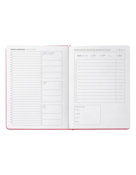 Agenda escolar antartik 25 26 encuadernada go simil piel rosa semana vista a5 bilingue papel fsc 80 gr