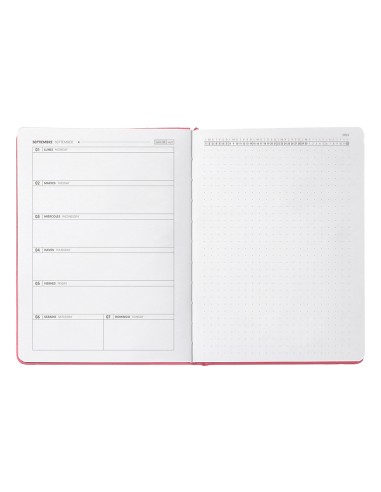 Agenda escolar antartik 25 26 encuadernada go simil piel rosa semana vista a5 bilingue papel fsc 80 gr