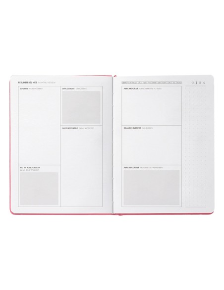 Agenda escolar antartik 25 26 encuadernada go simil piel rosa semana vista a5 bilingue papel fsc 80 gr