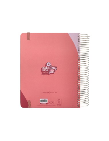 Agenda escolar antartik 25 26 espiral fun day rosa dia pagina a5 bilingue papel fsc 80 gr
