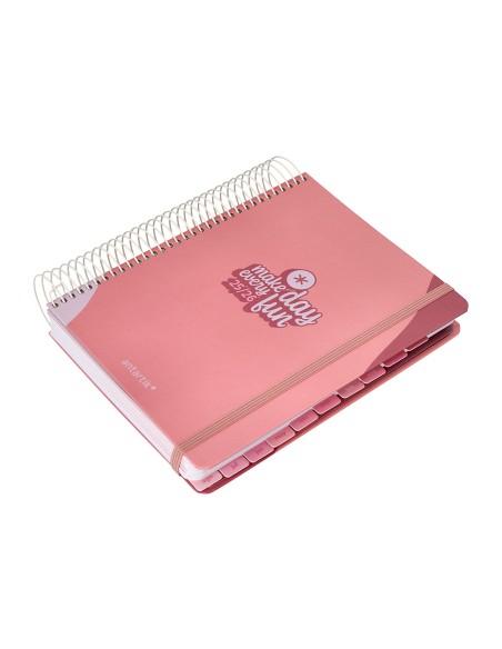 Agenda escolar antartik 25 26 espiral fun day rosa dia pagina a5 bilingue papel fsc 80 gr