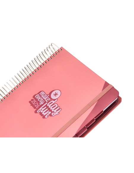 Agenda escolar antartik 25 26 espiral fun day rosa dia pagina a5 bilingue papel fsc 80 gr