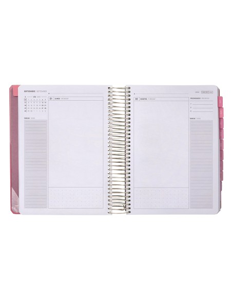 Agenda escolar antartik 25 26 espiral fun day rosa dia pagina a5 bilingue papel fsc 80 gr