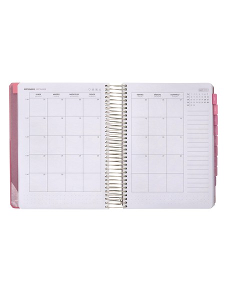 Agenda escolar antartik 25 26 espiral fun day rosa dia pagina a5 bilingue papel fsc 80 gr