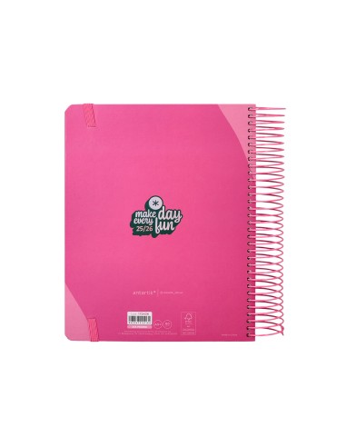 Agenda escolar antartik 25 26 espiral fun day fucsia dia pagina a5 bilingue papel fsc 80 gr