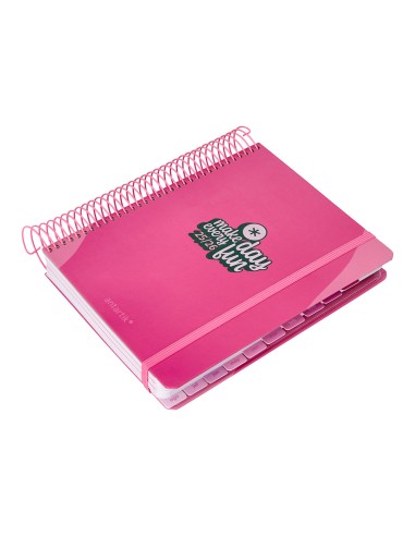 Agenda escolar antartik 25 26 espiral fun day fucsia dia pagina a5 bilingue papel fsc 80 gr