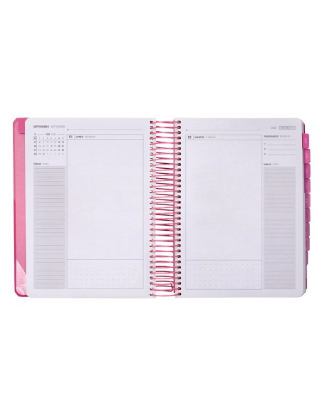 Agenda escolar antartik 25 26 espiral fun day fucsia dia pagina a5 bilingue papel fsc 80 gr