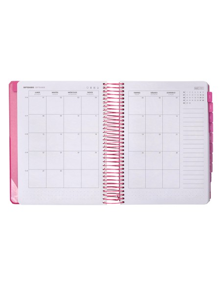 Agenda escolar antartik 25 26 espiral fun day fucsia dia pagina a5 bilingue papel fsc 80 gr
