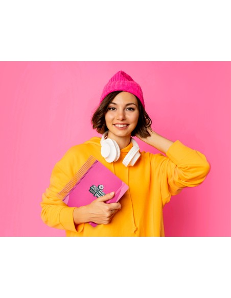 Agenda escolar antartik 25 26 espiral fun day fucsia dia pagina a5 bilingue papel fsc 80 gr