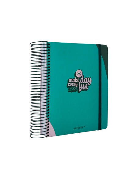 Agenda escolar antartik 25 26 espiral fun day turquesa dia pagina a5 bilingue papel fsc 80 gr
