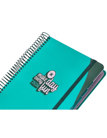 Agenda escolar antartik 25 26 espiral fun day turquesa dia pagina a5 bilingue papel fsc 80 gr