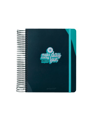Agenda escolar antartik 25 26 espiral fun day azul oscuro dia pagina a5 bilingue papel fsc 80 gr