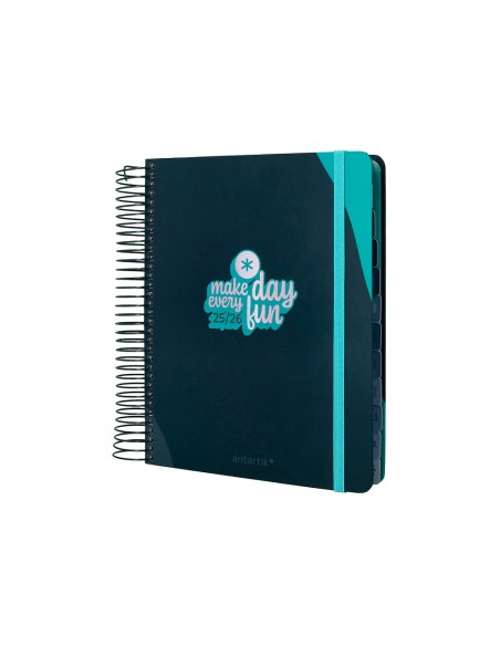 Agenda escolar antartik 25 26 espiral fun day azul oscuro dia pagina a5 bilingue papel fsc 80 gr