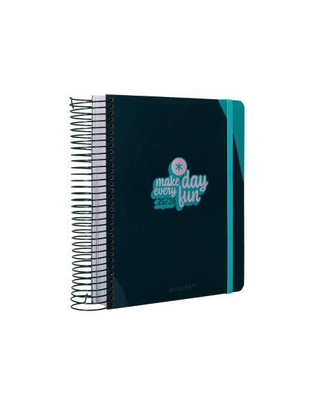 Agenda escolar antartik 25 26 espiral fun day azul oscuro dia pagina a5 bilingue papel fsc 80 gr