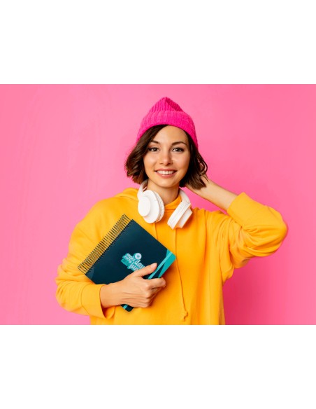 Agenda escolar antartik 25 26 espiral fun day azul oscuro dia pagina a5 bilingue papel fsc 80 gr