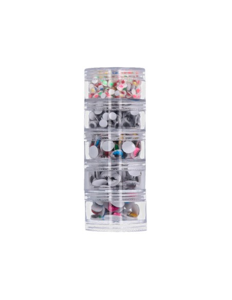 Ojo adhesivo liderpapel tamanos y colores surtidos 5 botes adaptables con 578 unidades