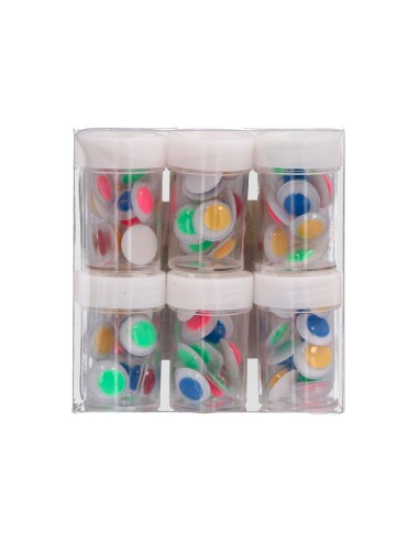 Ojo liderpapel 15 mm blanco con pupila de colores surtidos pack de 144 unidades
