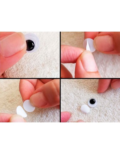Ojo adhesivo liderpapel 12 mm blanco con pupila negra bolsa de 30 unidades