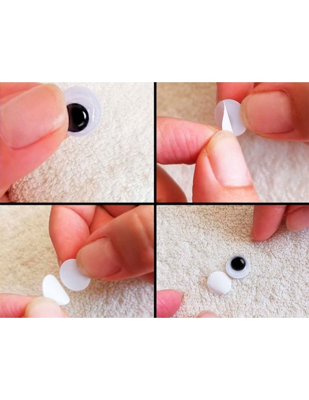 Ojo adhesivo liderpapel 12 mm blanco con pupila negra bolsa de 30 unidades