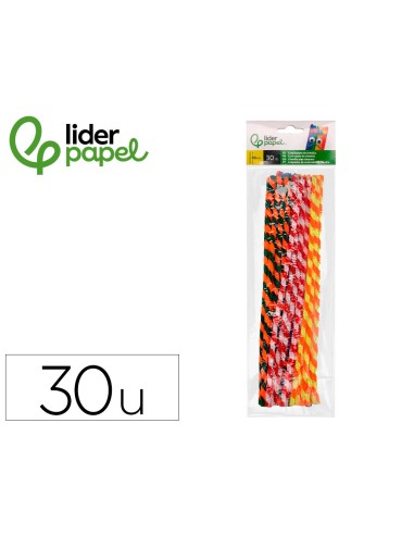 Limpiapipas de chenilla liderpapel 30 cm dos colores mate surtidos bolsa de 30 unidades
