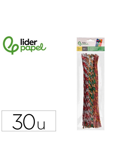 Limpiapipas de chenilla liderpapel 30 cm dos colores brillantes surtidos bolsa de 30 unidades