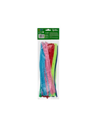 Limpiapipas de chenilla liderpapel 30 cm colores mate surtidos bolsa de 100 unidades