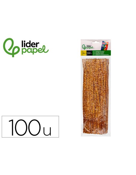 Limpiapipas de chenilla liderpapel 30 cm color oro bolsa de 100 unidades