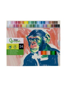 Lapices cera blanda liderpapel hexagonal caja de 24 unidades colores surtidos