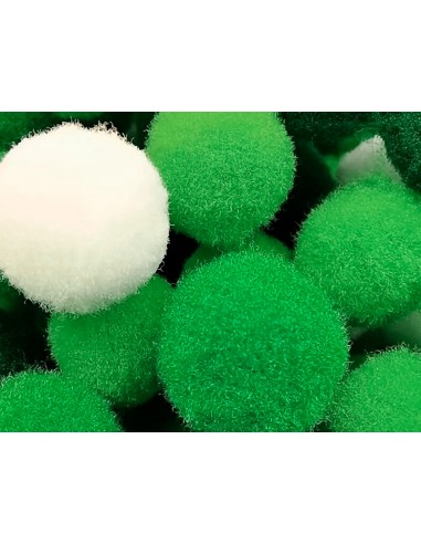 Pompones de colores liderpapel 15 cm tonalidades verdes bolsa con 80 unidades