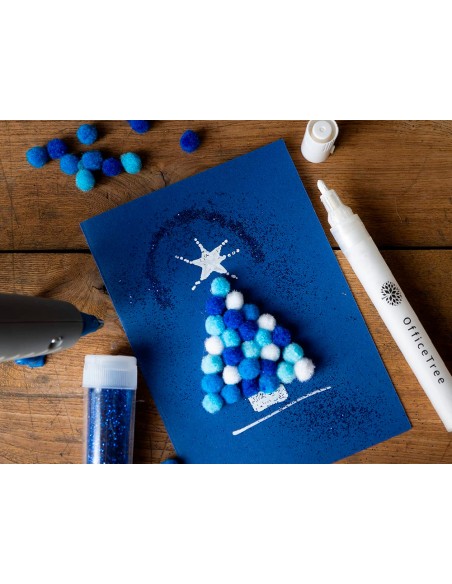 Pompones de colores liderpapel 15 cm tonalidades azules bolsa con 80 unidades