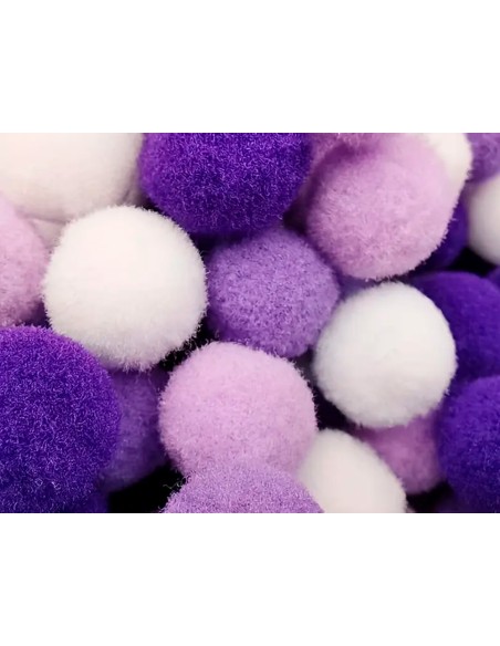 Pompones de colores liderpapel 15 cm tonalidades violeta bolsa con 80 unidades
