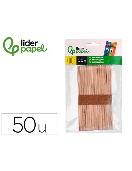 Palitos de madera liderpapel colores surtidos 15 x 18 cm bolsa con 50 unidades
