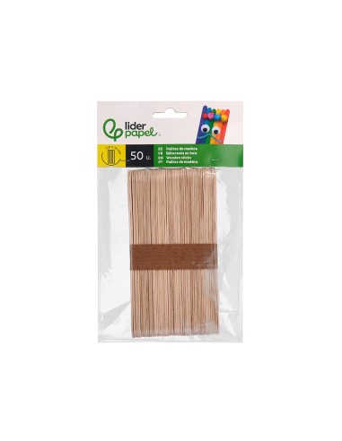 Palitos de madera liderpapel colores surtidos 15 x 18 cm bolsa con 50 unidades