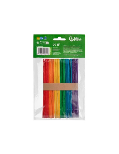 Palitos de madera liderpapel color natural 15 x 18 cm bolsa con 50 unidades