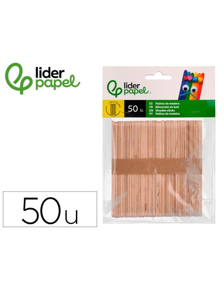 Palitos de madera liderpapel colores surtidos 114 x 1 cm bolsa con 50 unidades