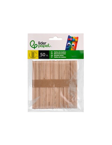 Palitos de madera liderpapel colores surtidos 114 x 1 cm bolsa con 50 unidades