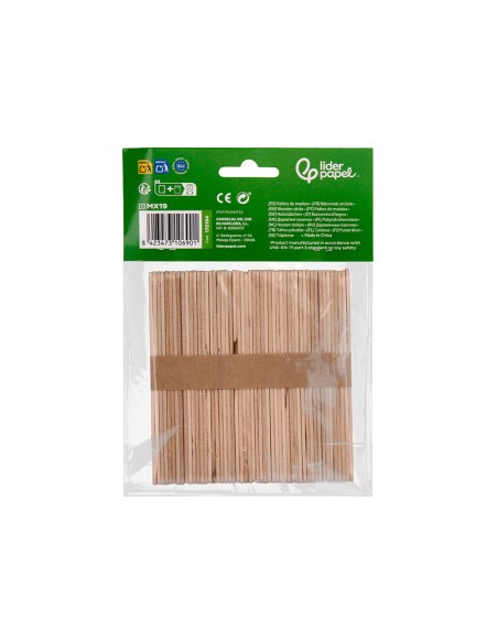 Palitos de madera liderpapel colores surtidos 114 x 1 cm bolsa con 50 unidades
