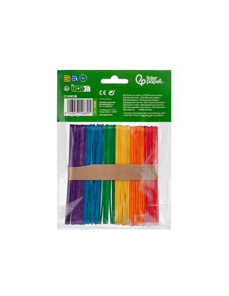 Palitos de madera color natural 114 x 1 cm bolsa con 50 unidades