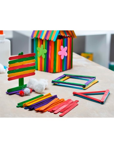 Palitos de madera color natural 114 x 1 cm bolsa con 50 unidades