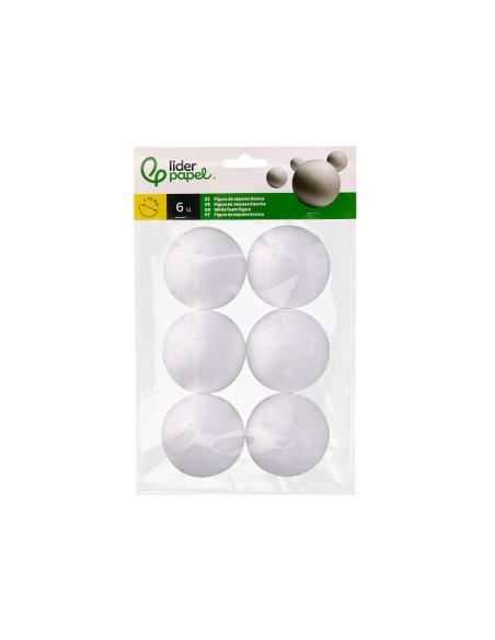 Figura de espuma blanca liderpapel bola de 7 cm bolsa con 6 unidades